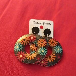 Floral Patterned Earrings - Multicolor